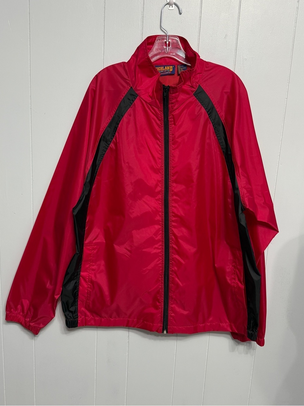 Men's Red Windbreaker with Black Accents -